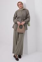 Tesettür giyim VİZON KUŞAKLI MODAL TAKIM T 6917