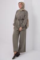 Tesettür giyim VİZON KUŞAKLI MODAL TAKIM T 6917