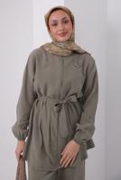 Tesettür giyim VİZON KUŞAKLI MODAL TAKIM T 6917