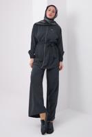 Tesettür giyim GRİ KUŞAKLI MODAL TAKIM T 6917