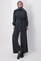 Tesettür giyim GRİ KUŞAKLI MODAL TAKIM T 6917