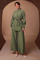 Tesettür giyim YEŞİL KUŞAKLI MODAL TAKIM T 6917