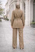 Tesettür giyim VİZON KUŞAKLI DENİM PANTOLONLU TAKIM T 6926