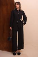Tesettür giyim SİYAH KEMERLİ PANTOLONLU MODAL TAKIM T 7262