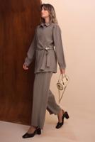 Tesettür giyim VİZON KEMERLİ PANTOLONLU MODAL TAKIM T 7262