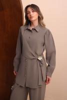 Tesettür giyim VİZON KEMERLİ PANTOLONLU MODAL TAKIM T 7262