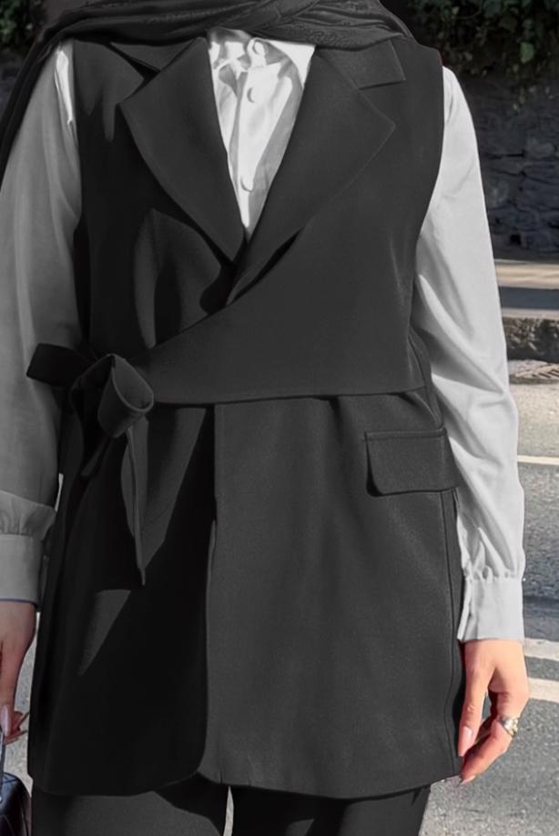 Vêtements hijab NOIR ENSEMBLE PANTALON NOUÉ T 7999 - TRENDTESETTÜR