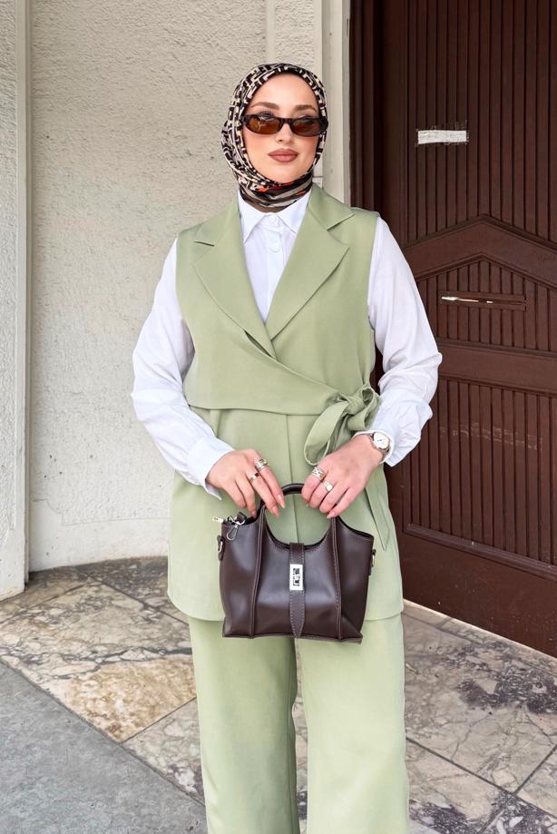 Vêtements hijab BEIGE ENSEMBLE PANTALON NOUÉ T 7999 - TRENDTESETTÜR