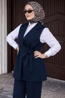 Vêtements hijab BLEU MARINE ENSEMBLE PANTALON NOUÉ T 7999