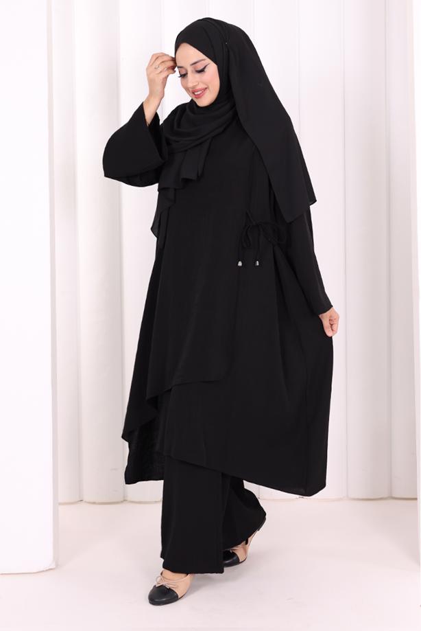 Hijab clothing BLACK TIED PANTSUIT T 8008 - TRENDTESETTÜR