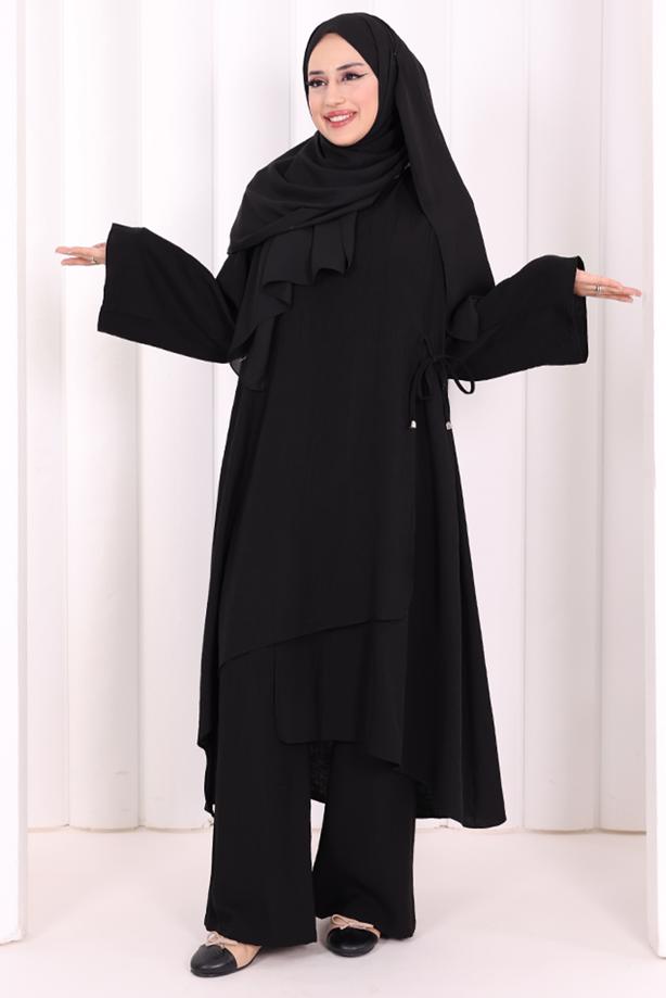Hijab clothing BLACK TIED PANTSUIT T 8008 - TRENDTESETTÜR