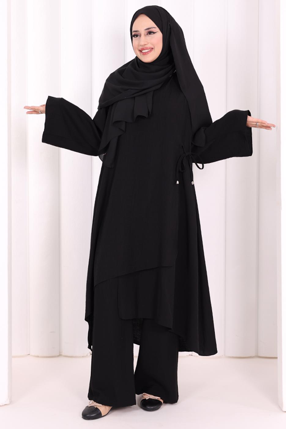Hijab clothing BLACK TIED PANTSUIT T 8008