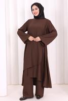 Hijab clothing BROWN TIED PANTSUIT T 8008