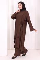 Hijab clothing BROWN TIED PANTSUIT T 8008