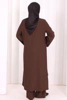 Hijab clothing BROWN TIED PANTSUIT T 8008