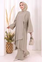Hijab clothing MINK TIED PANTSUIT T 8008