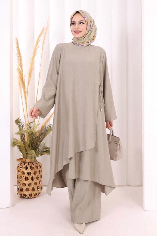 Hijab clothing MINK TIED PANTSUIT T 8008 - TRENDTESETTÜR
