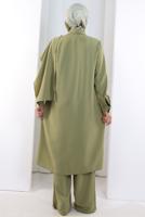 Hijab clothing KHAKI COWL NECK PANTSUIT T 8108