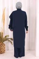 Hijab clothing NAVY BLUE COWL NECK PANTSUIT T 8108