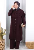 Hijab clothing PLUM COWL NECK PANTSUIT T 8108