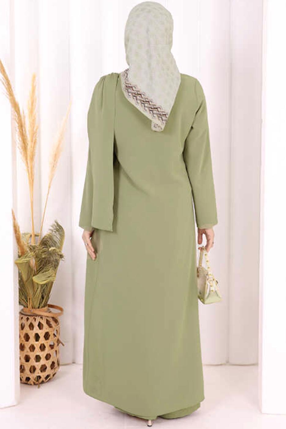 Hijab clothing KHAKI ASYMMETRIC CUT PANTSUIT T 8698