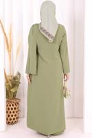 Hijab clothing KHAKI ASYMMETRIC CUT PANTSUIT T 8698