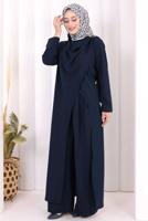 Hijab clothing NAVY BLUE ASYMMETRIC CUT PANTSUIT T 8698