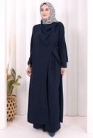 Hijab clothing NAVY BLUE ASYMMETRIC CUT PANTSUIT T 8698