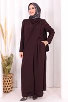 Hijab clothing PLUM ASYMMETRIC CUT PANTSUIT T 8698