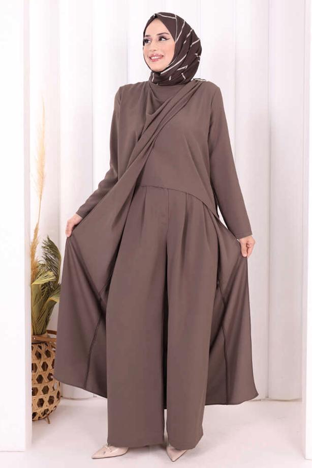 Hijab clothing MINK ASYMMETRIC CUT PANTSUIT T 8698 - TRENDTESETTÜR