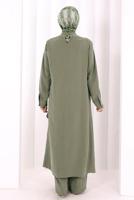 Hijab clothing KHAKI CUPRA TIED PANTSUIT T 9108