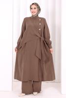 Hijab clothing BROWN CUPRA TIED PANTSUIT T 9108