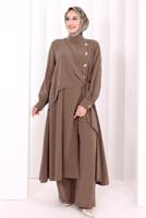 Hijab clothing BROWN CUPRA TIED PANTSUIT T 9108