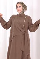 Hijab clothing BROWN CUPRA TIED PANTSUIT T 9108