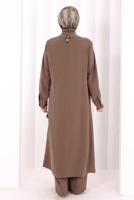 Hijab clothing BROWN CUPRA TIED PANTSUIT T 9108