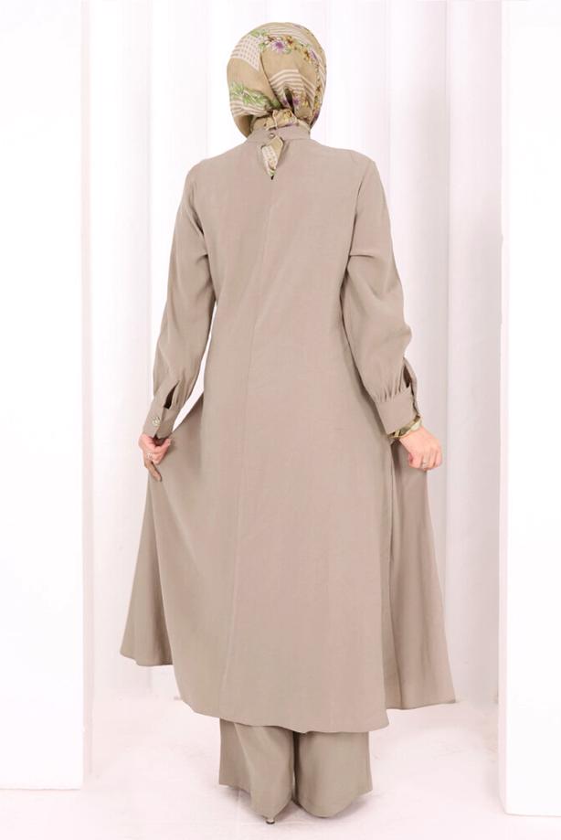 Hijab clothing BEIGE T 9108 BYM CUPRA PANTOLONLU TAKIM - TRENDTESETTÜR