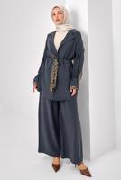 Tesettür giyim GRİ LEOPAR DETAYLI MODAL TAKIM T 9262