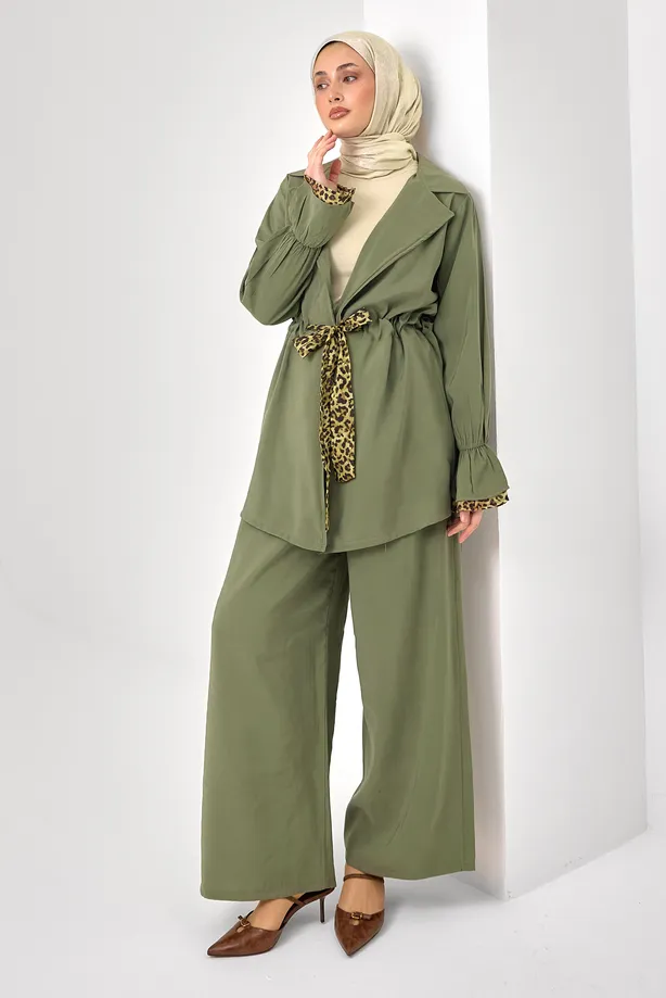 LEOPARD DETAILED MODAL PANTSUIT T 9262