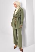 Tesettür giyim YEŞİL LEOPAR DETAYLI MODAL TAKIM T 9262