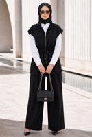 Vêtements hijab NOIR ENSEMBLE PANTALON TAILLE SMOCKÉE T 9933