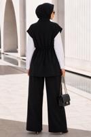Vêtements hijab NOIR ENSEMBLE PANTALON TAILLE SMOCKÉE T 9933