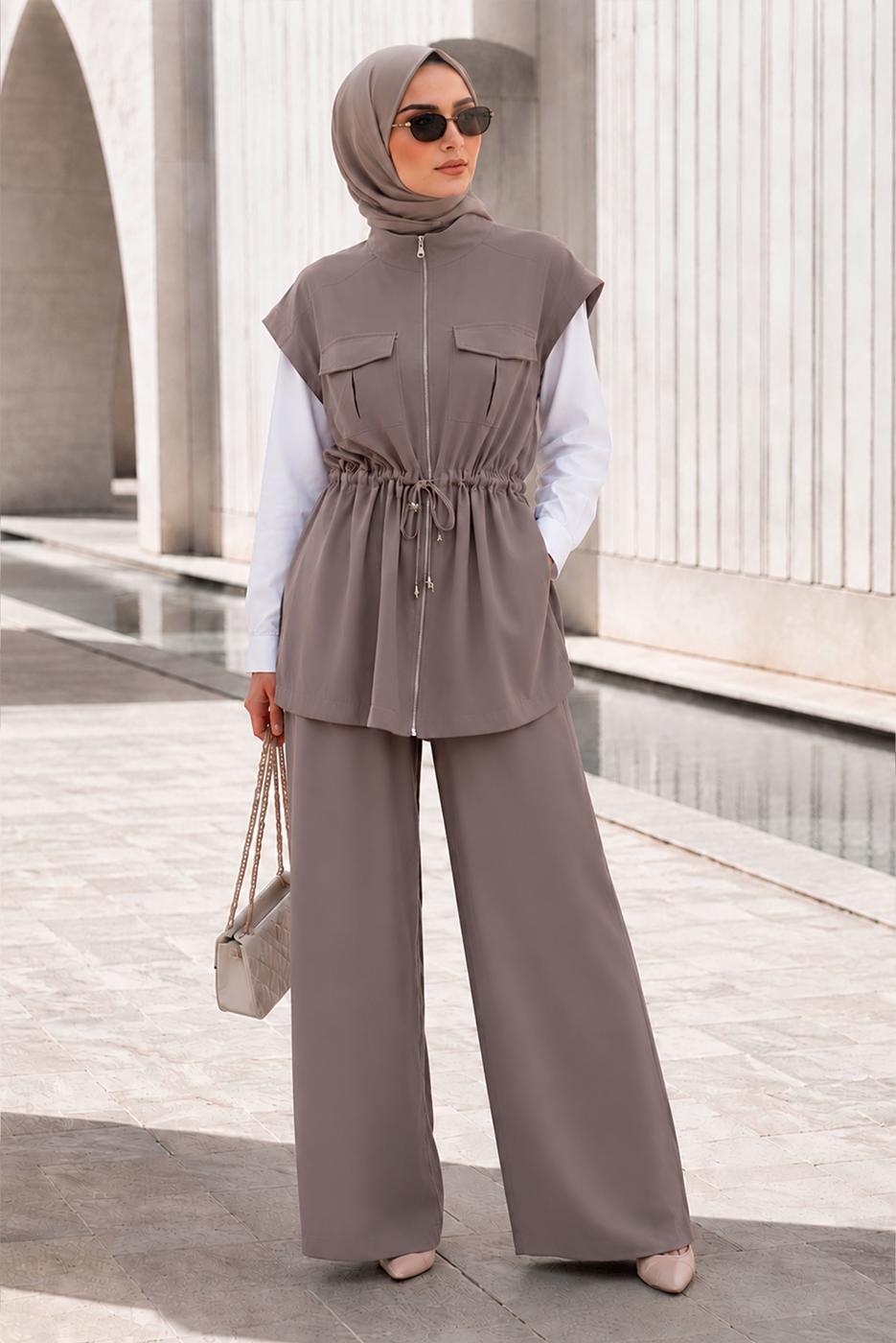 Vêtements hijab VISON ENSEMBLE PANTALON TAILLE SMOCKÉE T 9933