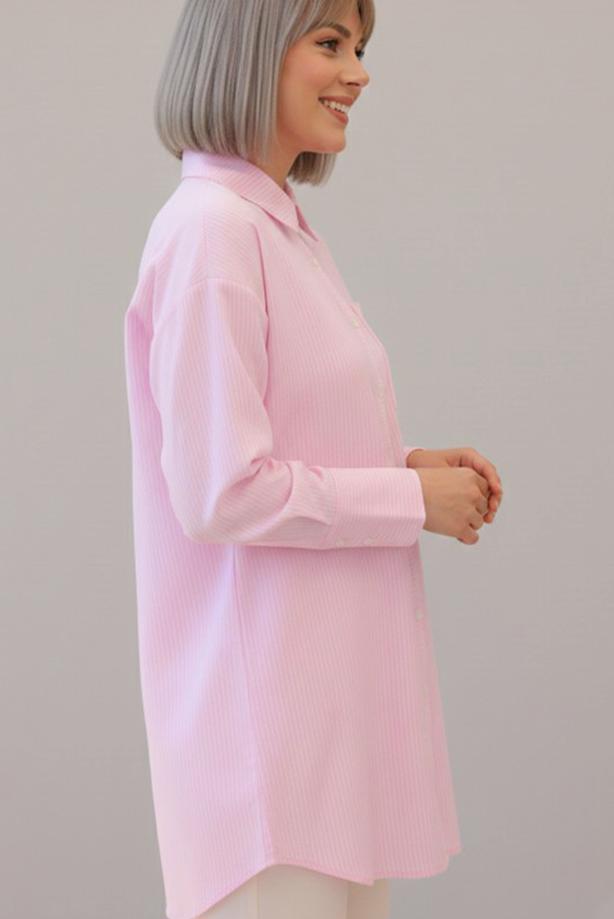 Vêtements hijab ROSE TUNIQUE À COL CHEMISE RAYÉ T 02021 - TRENDTESETTÜR