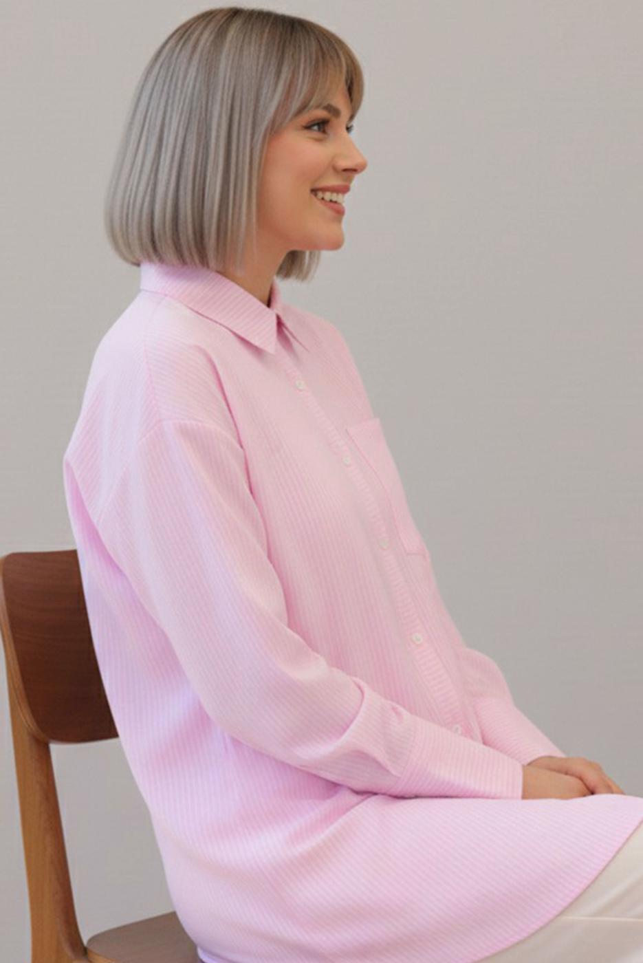 Vêtements hijab ROSE TUNIQUE À COL CHEMISE RAYÉ T 02021