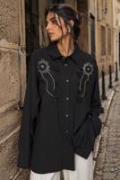 Tesettür giyim SİYAH PAMUKLU BONCUK İŞLEMELİ TUNİK T 0720