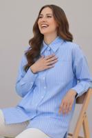 Vêtements hijab BLEU TUNIQUE À COL CHEMISE RAYÉ T 12021