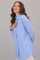 Vêtements hijab BLEU TUNIQUE À COL CHEMISE RAYÉ T 12021