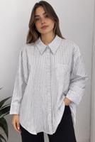 Hijab clothing WHITE STRIPED SHIRT COLLAR TUNIC T 52021