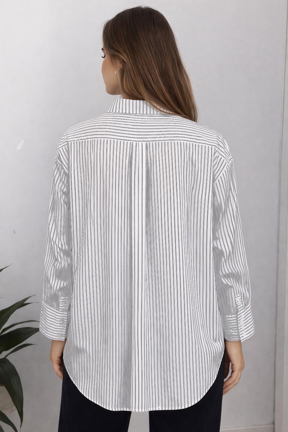 Hijab clothing WHITE STRIPED SHIRT COLLAR TUNIC T 52021