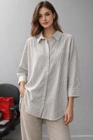 Hijab clothing CREAM STRIPED SHIRT COLLAR TUNIC T 52021